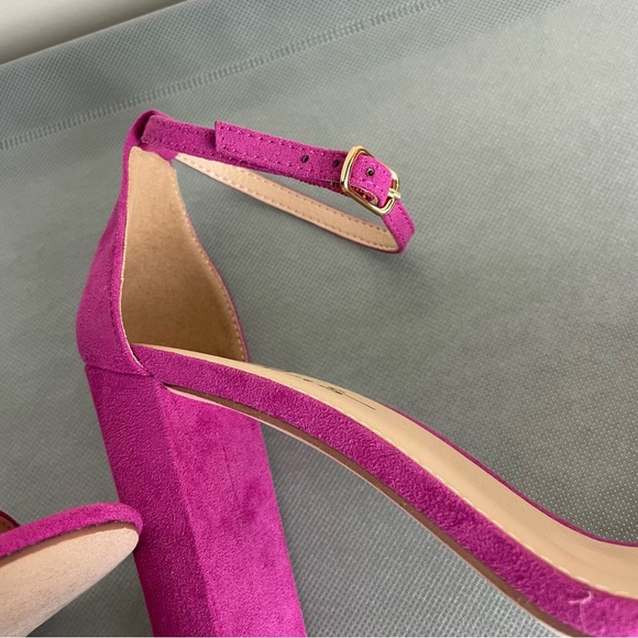 ⭐️2/$20 Lulus Magenta Suede Ankle Strap Chunky Heels - Picture 8 of 14